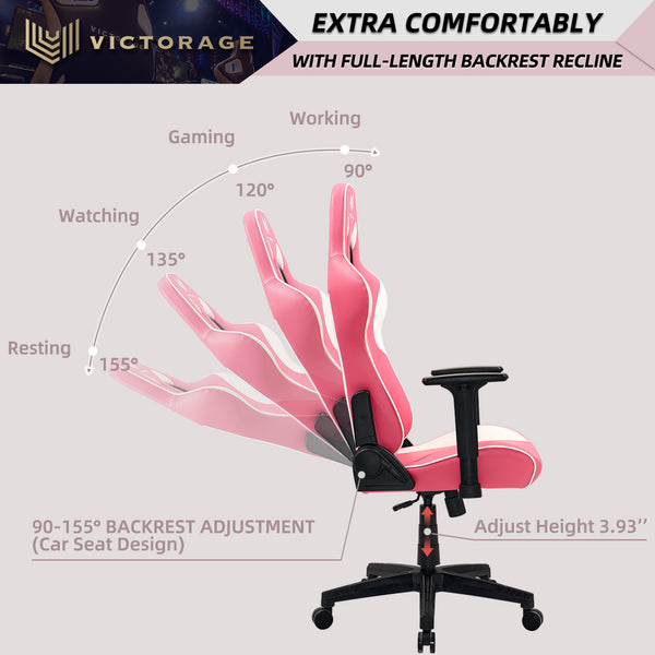 VICTORAGE Premium PU Leather Computer Gaming Chair Home Chair (Rose Red)