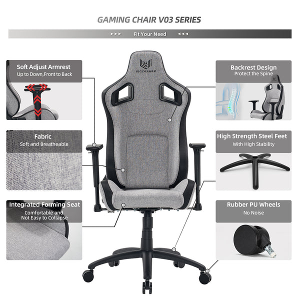 VICTORAGE Fabric Office Chair Home Chair(Grey Fabric)