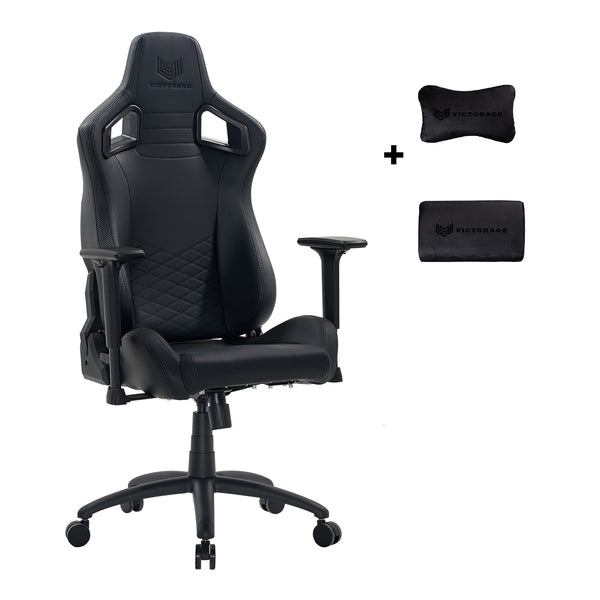 VICTORAGE PU Leder Luxus Bürostuhl Home Chair (Schwarz + Carbon)