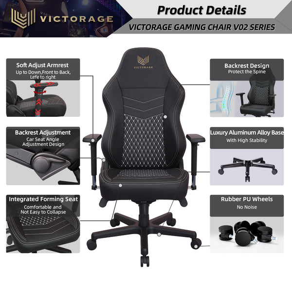 VICTORAGE Echo VE Series PU Leather Office Chair Home Seat(Black Diamond)