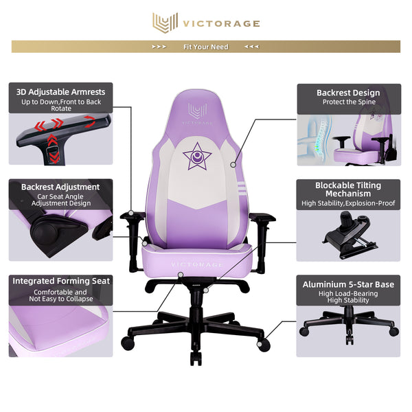 VICTORAGE Premium PU Leather Computer Gaming Chair Home Chair (Purple)