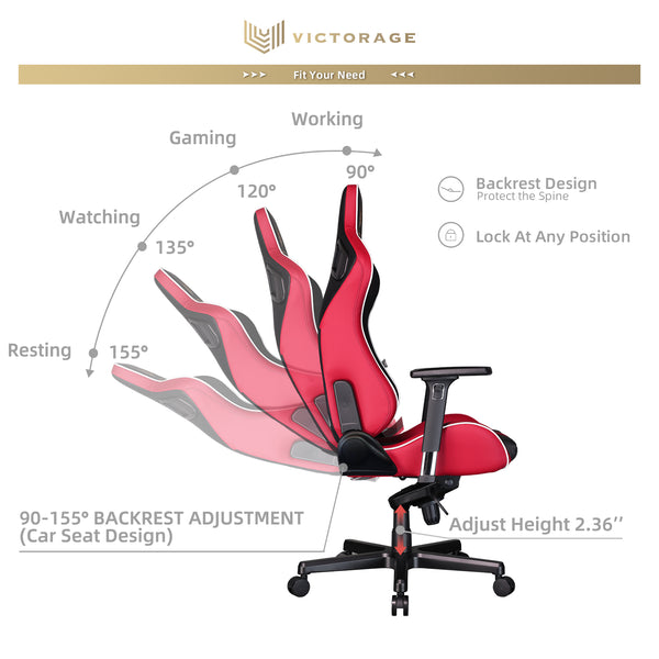 VICTORAGE Delta VC Series Premium PU Leder Heimstuhl Gaming Stuhl(Rot)